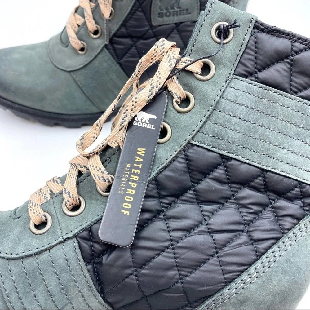 Sorel Lexie Wedge Boots Dark Slate Waterproof Snow Rain Lace Up Booties